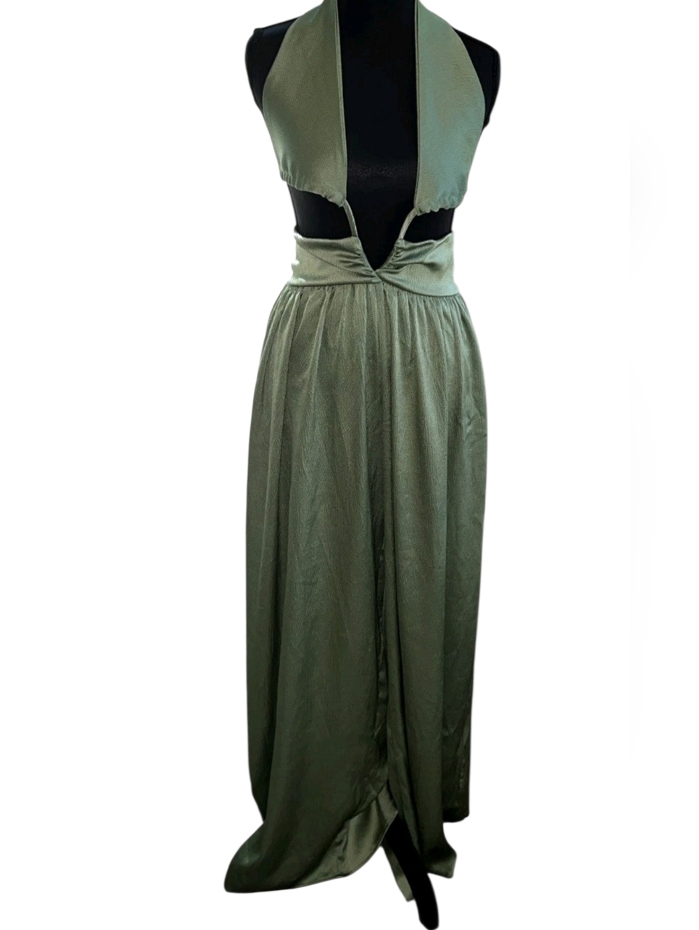 Micas size S Green Wide-Leg Jumpsuit backless tie back NWT